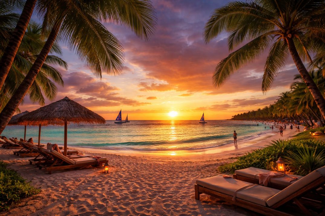 Boracay White Beach with sunset atmosphere
