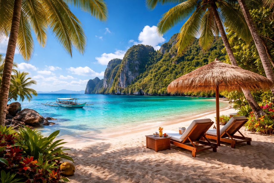 Palawan with limestone cliffs and turquoise water